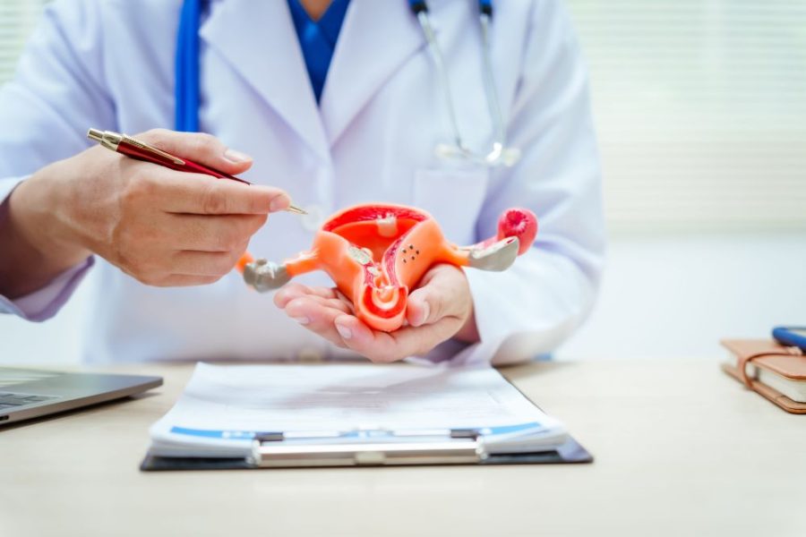 A doctor explaining a tilted uterus.